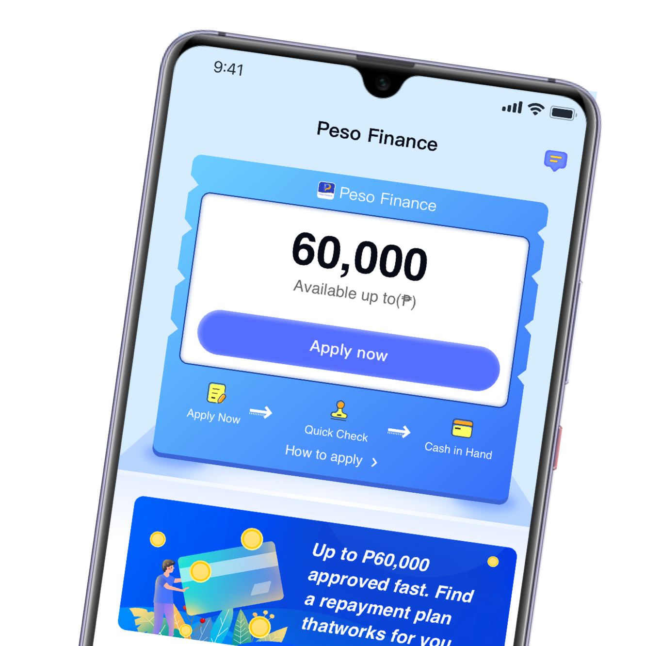 Happy Peso Finance user managing loans on mobile app